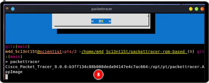 run packettracer command to launch Cisco Packet Tracer