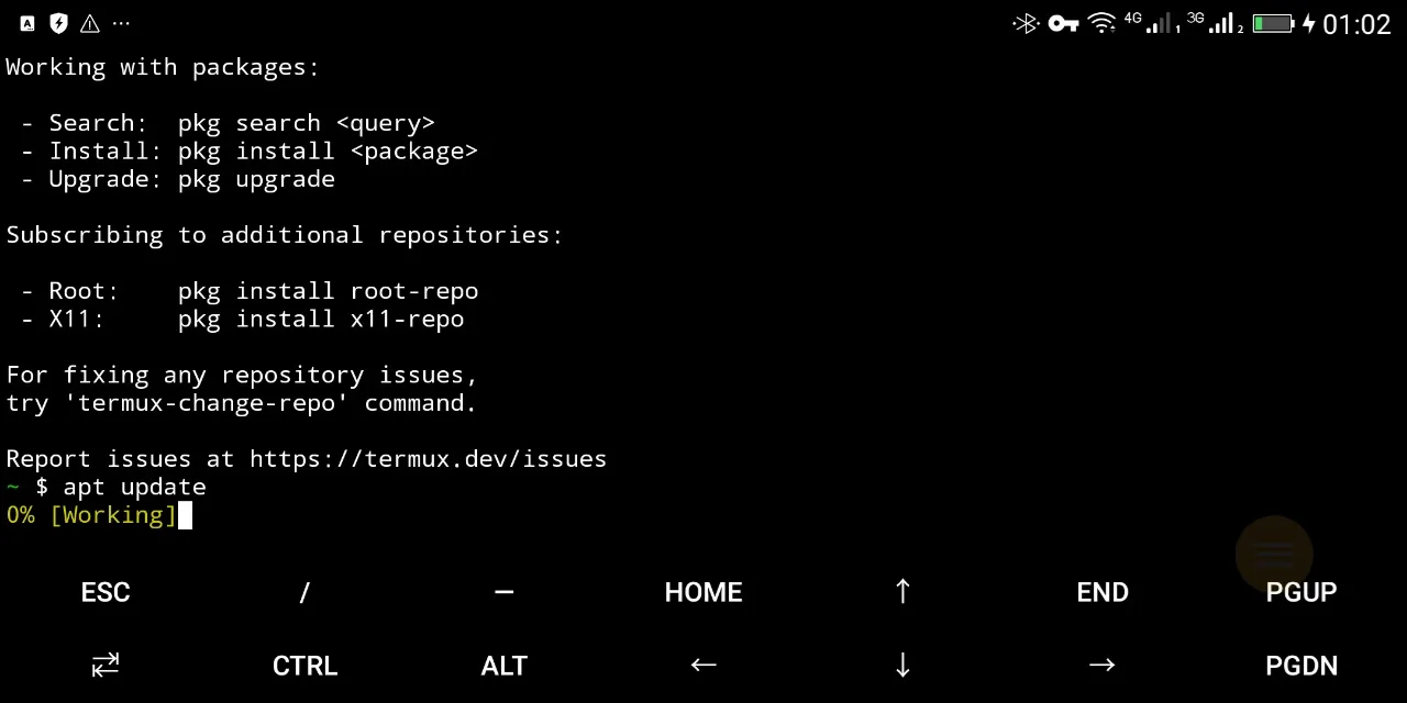 Apt update termux command
